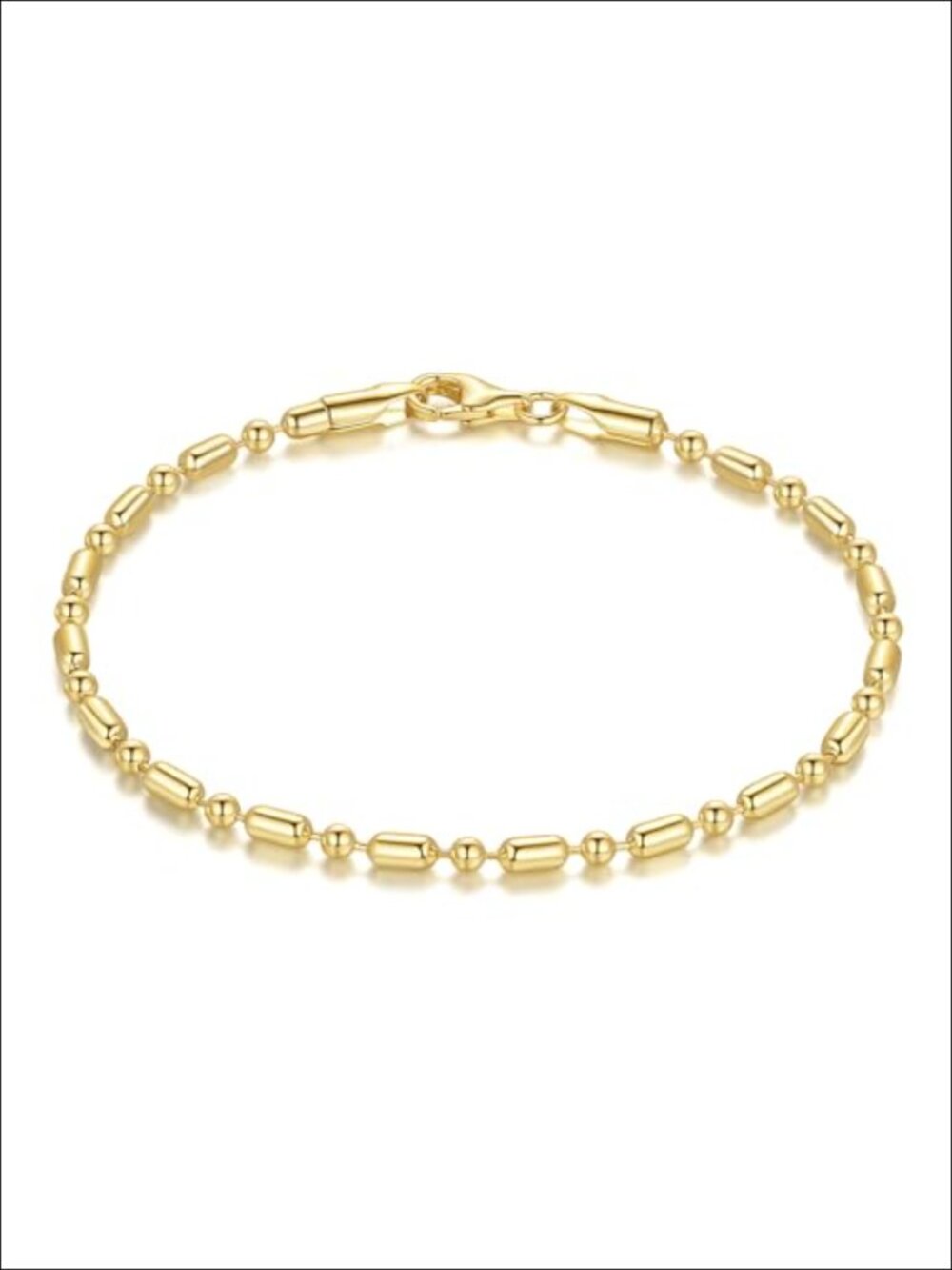 14k Gold Plated Beaded Charm Bracelet for Women with Lobster Clasp